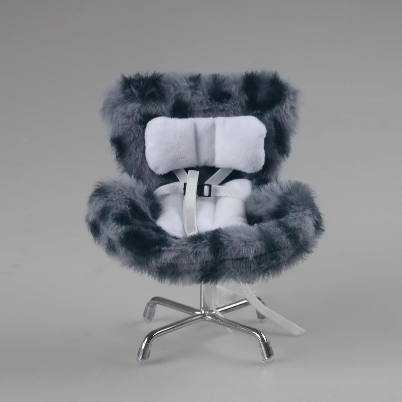 Walant Doll Car Seat Compatible with Labubu, Chair for 10-17cm Dolls - Adjustable Safety Strap, Air Vent Clip & Desktop Stand, Soft Cushion, Cute Car Ornament Gift for Collectors & Fans (Grey Leopard Print) - Image 4